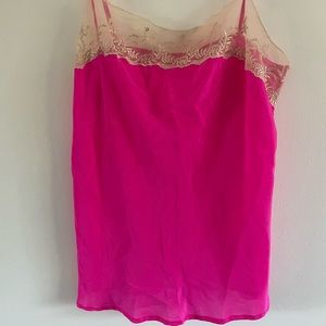 pink silk lace tank top
